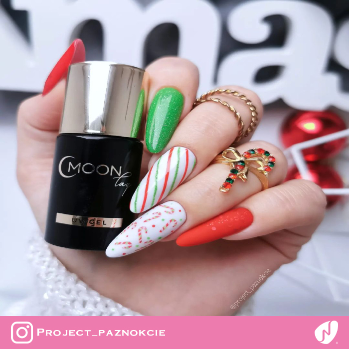 Candy Cane Accent Nail